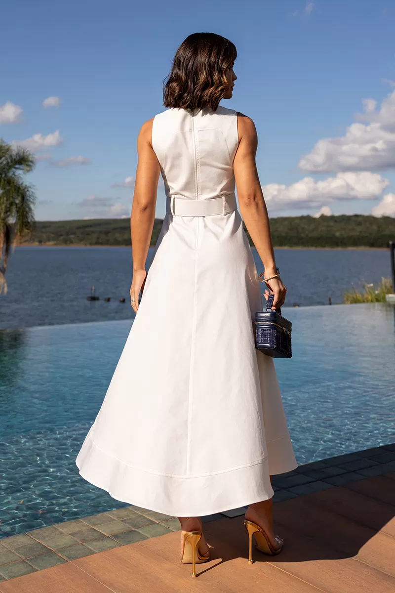 Dot Clothing - Midi Dress Dot Clothing Mullet With Belt Off White - 2720OFF Dot Clothing - Midi Dress Dot Clothing Mullet With Belt Off White - 2720OFF