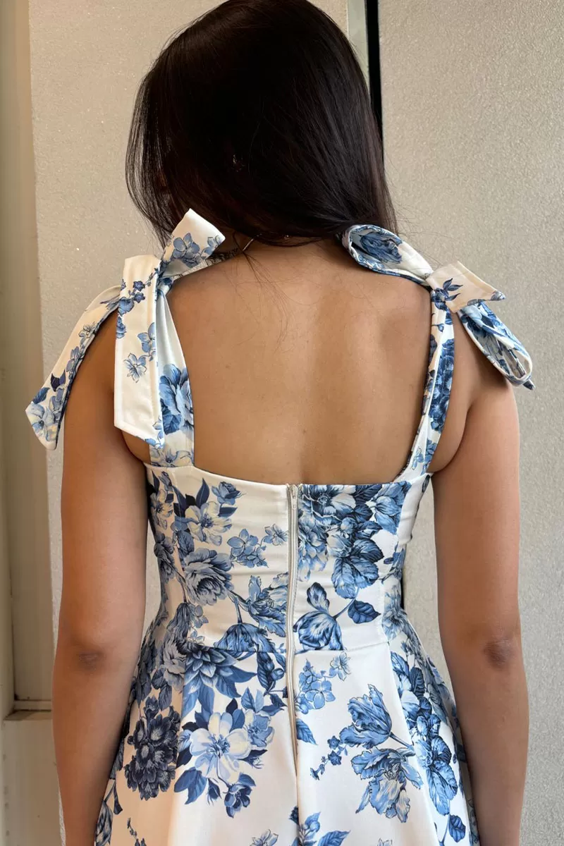 Miss Misses - Isadora Printed Midi Dress with Blue Pocket - 54649002