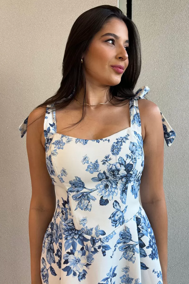 Miss Misses - Isadora Printed Midi Dress with Blue Pocket - 54649002