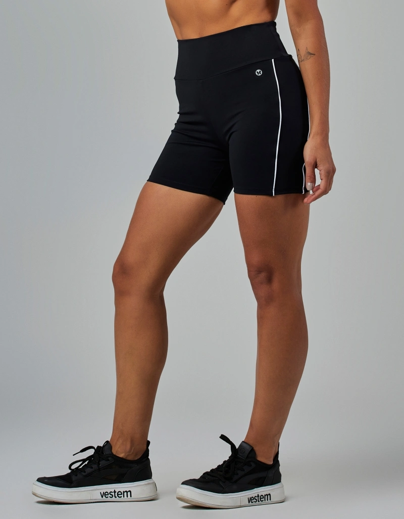 Vestem - Two-tone shorts with pocket, Encanto brand, black. - SH723.V26.C0002