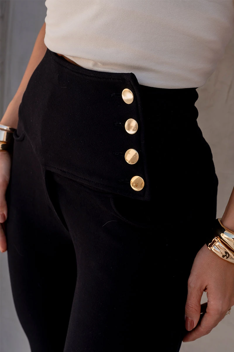 Miss Misses - Pants Miss Misses Leg C/Cos Largo C/Booto Preto - 18537001