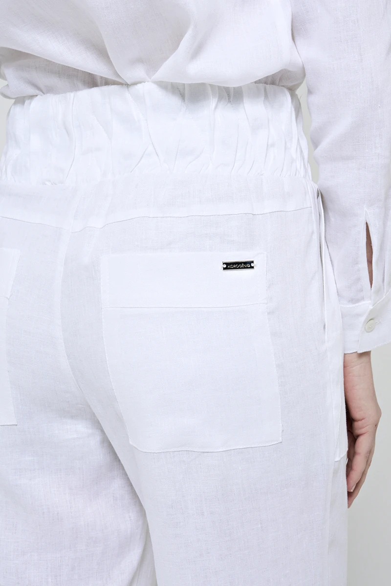 Hidrogênio - VALERIA WHITE LINEN STRAIGHT PANTS WITH STITCHING - 20541002 Hidrogênio - VALERIA WHITE LINEN STRAIGHT PANTS WITH STITCHING - 20541002