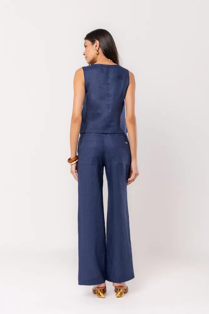 Hidrogênio - VALERIA MARINHO STRAIGHT PANTS WITH STITCHED LINEN - 20541004 Hidrogênio - VALERIA MARINHO STRAIGHT PANTS WITH STITCHED LINEN - 20541004