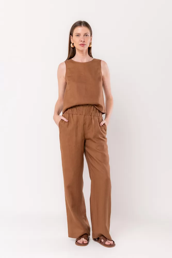 Hidrogênio - VALERIA BEAR STRAIGHT PANTS WITH STITCHED LINEN - 20541585 Hidrogênio - VALERIA BEAR STRAIGHT PANTS WITH STITCHED LINEN - 20541585