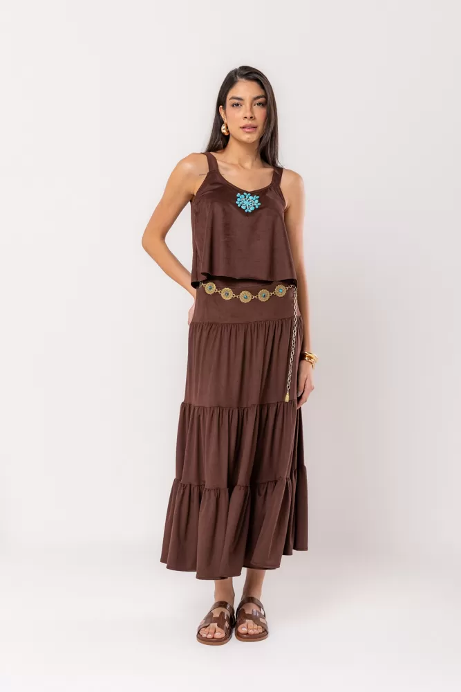 Hidrogênio - 3 MARIAS LONG SKIRT CHOCOLATE SUEDE - 20528032 Hidrogênio - 3 MARIAS LONG SKIRT CHOCOLATE SUEDE - 20528032