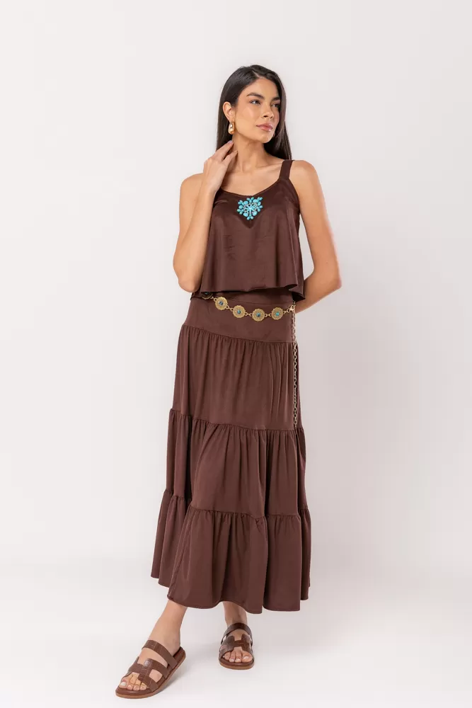 Hidrogênio - 3 MARIAS LONG SKIRT CHOCOLATE SUEDE - 20528032 Hidrogênio - 3 MARIAS LONG SKIRT CHOCOLATE SUEDE - 20528032