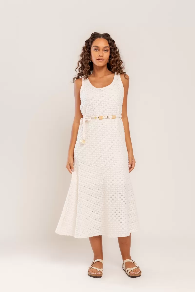 Hidrogênio - OFF-WHITE RUFFLE MIDI DRESS - 20523018 Hidrogênio - OFF-WHITE RUFFLE MIDI DRESS - 20523018
