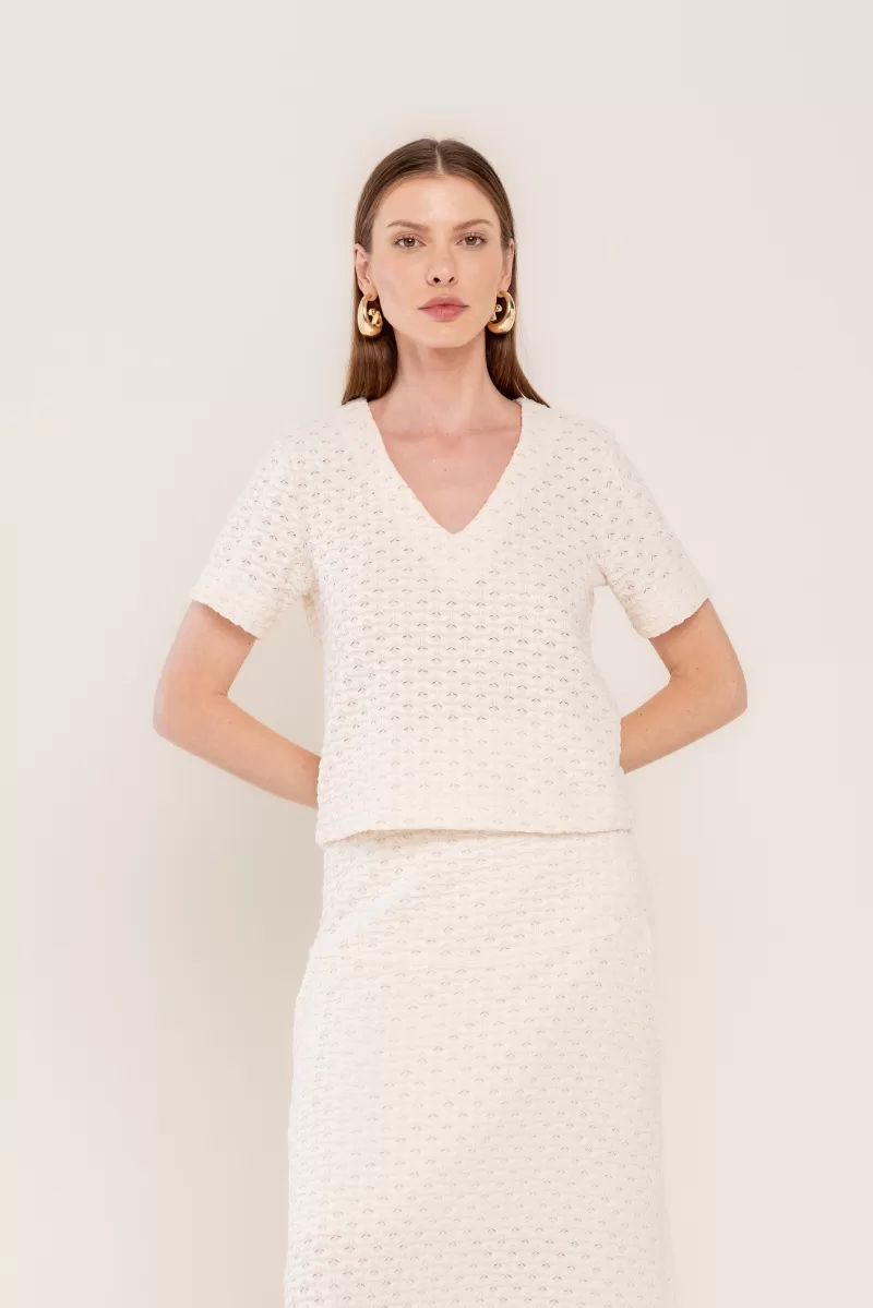 Hidrogênio - OFF-WHITE V-NECK BLOUSE - 20466018 Hidrogênio - OFF-WHITE V-NECK BLOUSE - 20466018