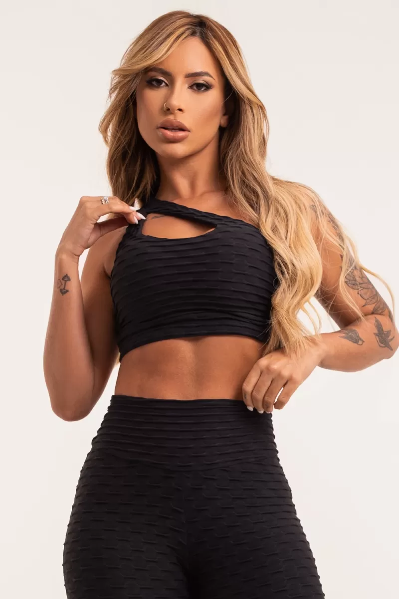 ZNG - BLACK BROCADE TOP - TOP661