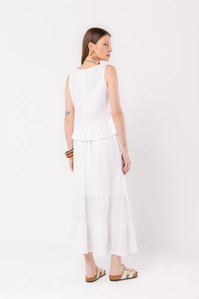 Hidrogênio - WHITE LINEN MIDI SKIRT - 20561002 Hidrogênio - WHITE LINEN MIDI SKIRT - 20561002