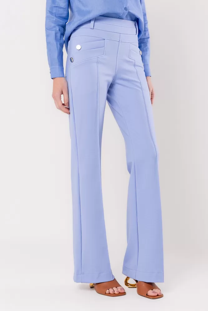 Hidrogênio - Flare pants with light blue blackberry lapels - 20359078 Hidrogênio - Flare pants with light blue blackberry lapels - 20359078