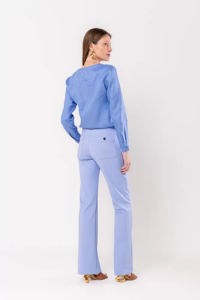 Hidrogênio - Flare pants with light blue blackberry lapels - 20359078 Hidrogênio - Flare pants with light blue blackberry lapels - 20359078