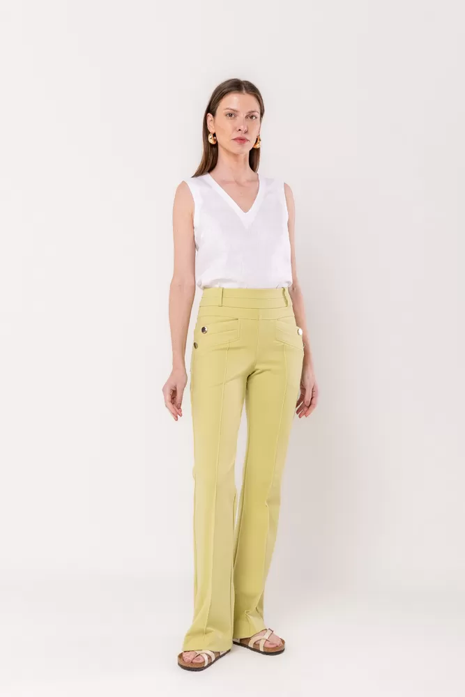 Hidrogênio - Flare pants with light green blackberry lapels - 20359462 Hidrogênio - Flare pants with light green blackberry lapels - 20359462