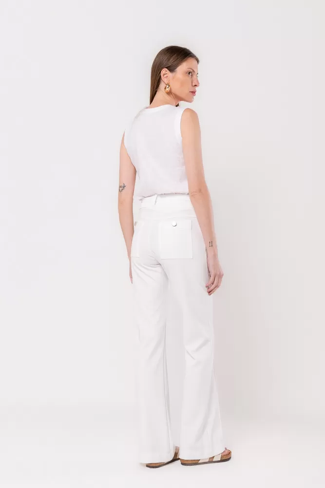 Hidrogênio - Flare pants with lapels in off-white, blackberry - 20359018 Hidrogênio - Flare pants with lapels in off-white, blackberry - 20359018
