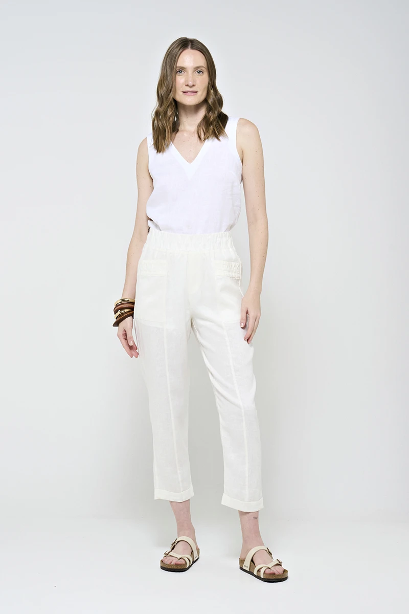Hidrogênio - VIVI OFF-WHITE PANTS WITH POCKETS AND PLEATS - 20347018 Hidrogênio - VIVI OFF-WHITE PANTS WITH POCKETS AND PLEATS - 20347018