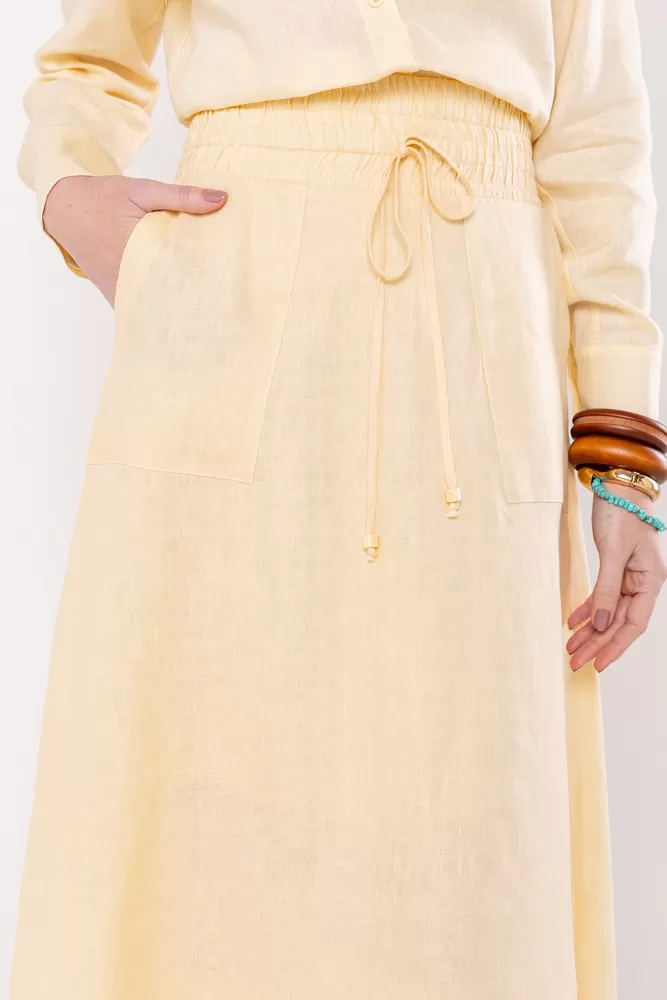 Hidrogênio - LINEN SHELL FLARE MIDI SKIRT - 19800582 Hidrogênio - LINEN SHELL FLARE MIDI SKIRT - 19800582