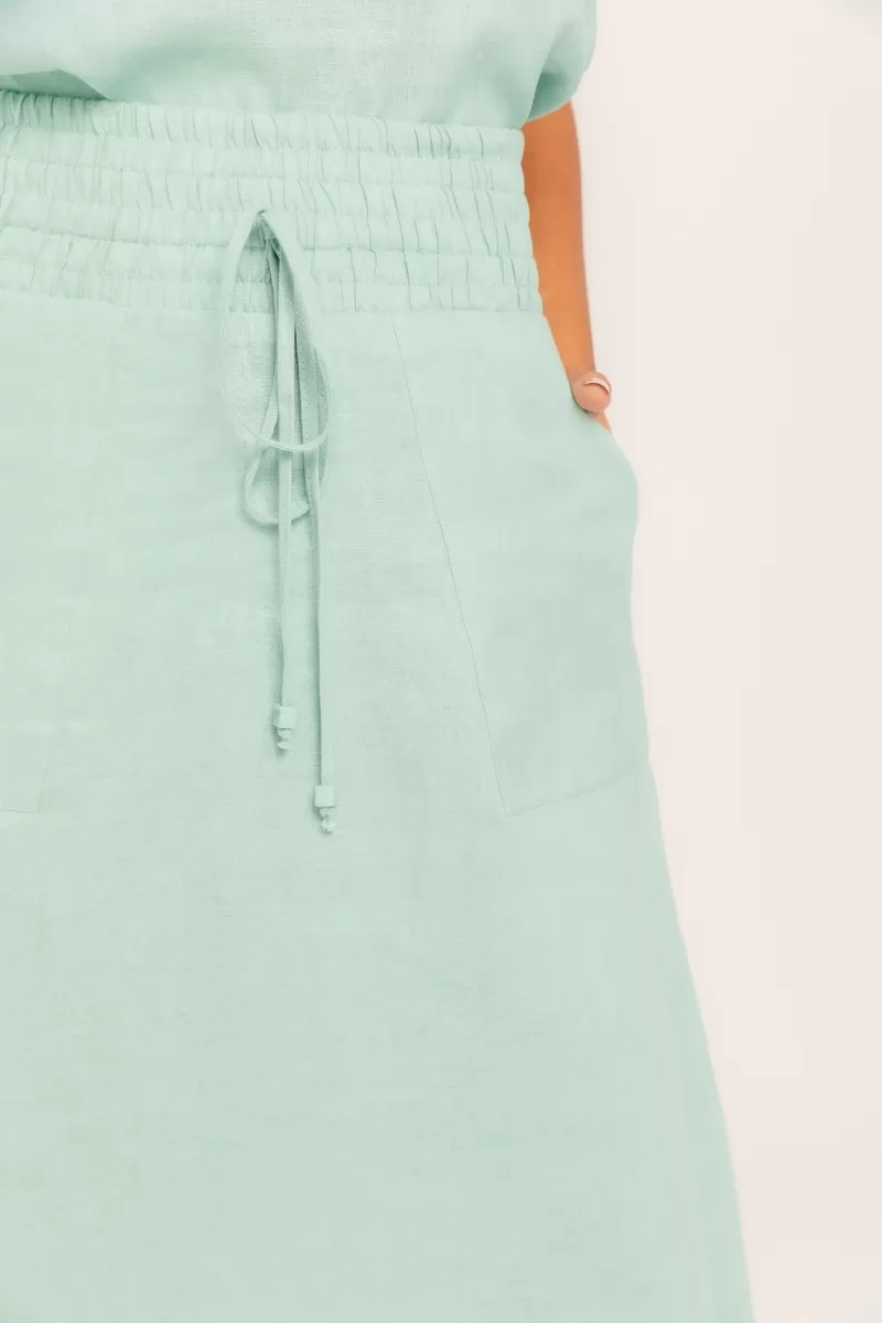 Hidrogênio - EVASE MIDI SKIRT 100% PEPPERMINT LINEN - 19800583 Hidrogênio - EVASE MIDI SKIRT 100% PEPPERMINT LINEN - 19800583