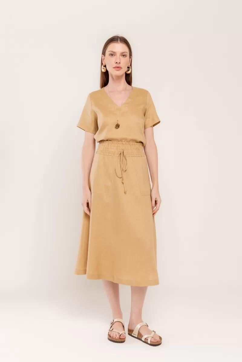 Hidrogênio - 100% LINEN KANGAROO MIDI FLARE SKIRT - 19800580 Hidrogênio - 100% LINEN KANGAROO MIDI FLARE SKIRT - 19800580