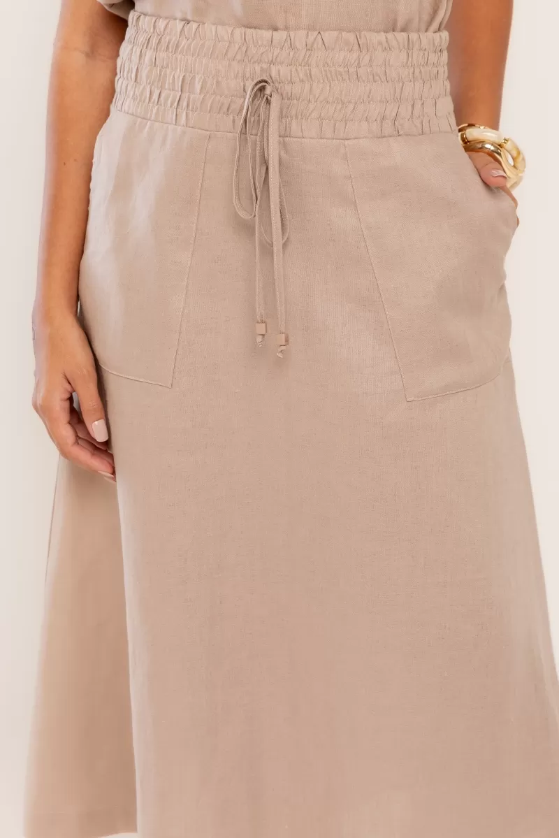 Hidrogênio - EVASE MIDI SKIRT 100% LINEN GROOT - 19800586 Hidrogênio - EVASE MIDI SKIRT 100% LINEN GROOT - 19800586