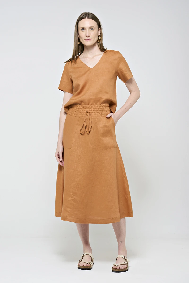 Hidrogênio - EVASE MIDI SKIRT 100% GUARANA LINEN - 19800573 Hidrogênio - EVASE MIDI SKIRT 100% GUARANA LINEN - 19800573