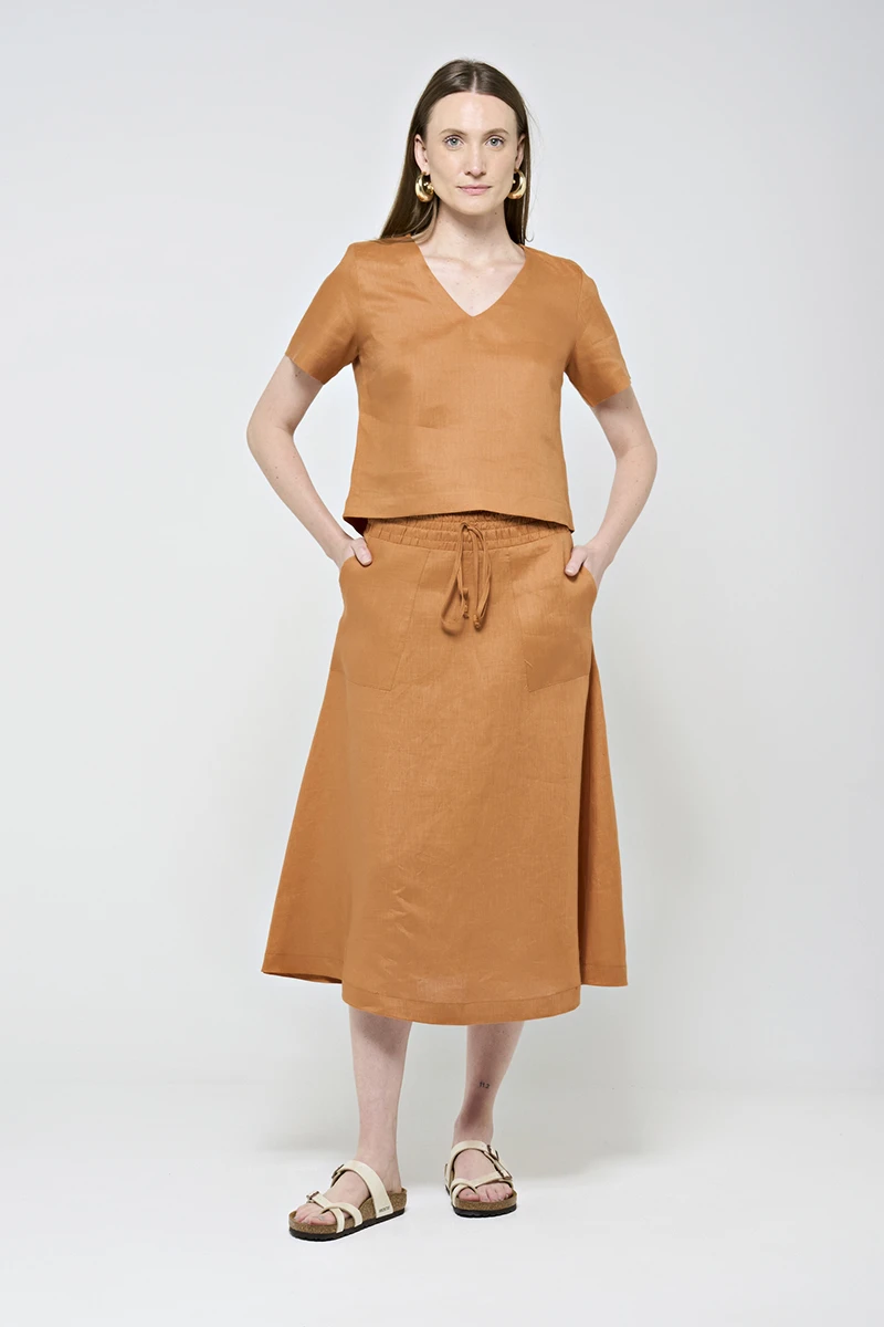 Hidrogênio - EVASE MIDI SKIRT 100% GUARANA LINEN - 19800573 Hidrogênio - EVASE MIDI SKIRT 100% GUARANA LINEN - 19800573