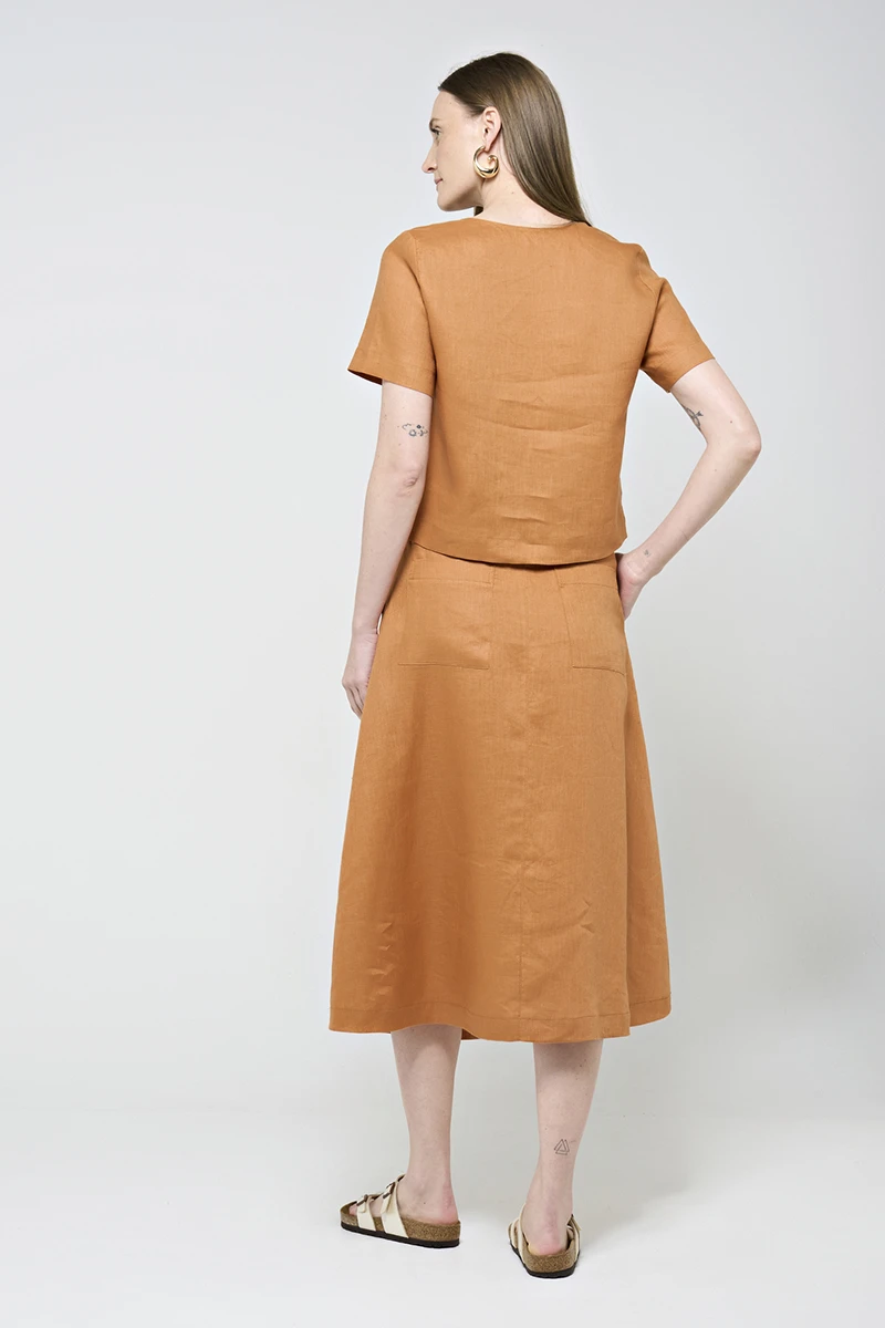 Hidrogênio - EVASE MIDI SKIRT 100% GUARANA LINEN - 19800573 Hidrogênio - EVASE MIDI SKIRT 100% GUARANA LINEN - 19800573