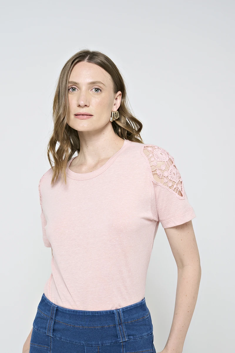 Hidrogênio - SALMON LACE T-SHIRT - 20538491 Hidrogênio - SALMON LACE T-SHIRT - 20538491
