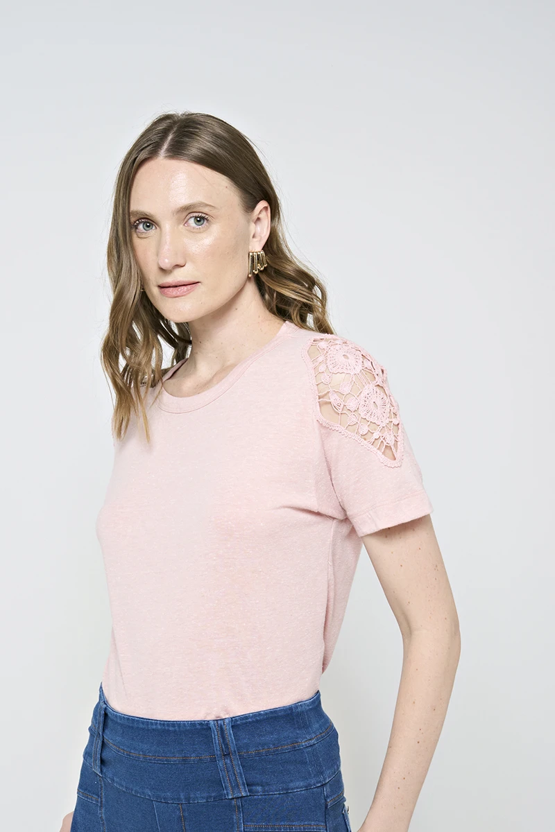 Hidrogênio - SALMON LACE T-SHIRT - 20538491 Hidrogênio - SALMON LACE T-SHIRT - 20538491