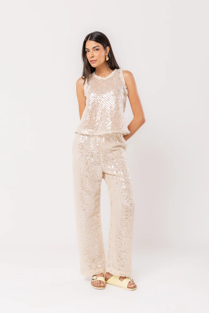 Hidrogênio - ELAINE CRU STRAIGHT SEQUIN PANTS - 20549012 Hidrogênio - ELAINE CRU STRAIGHT SEQUIN PANTS - 20549012