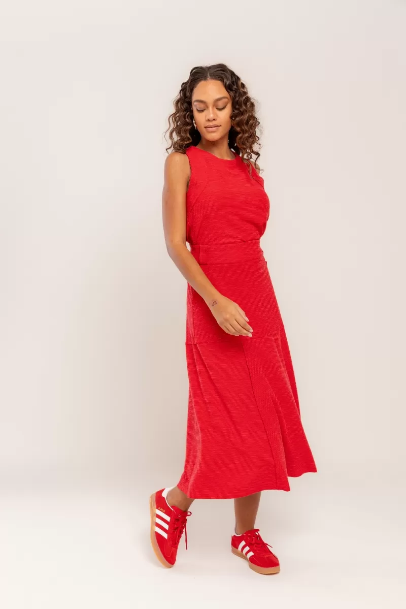 Hidrogênio - RED THREADED MIDI FLARE SKIRT - 19805008 Hidrogênio - RED THREADED MIDI FLARE SKIRT - 19805008
