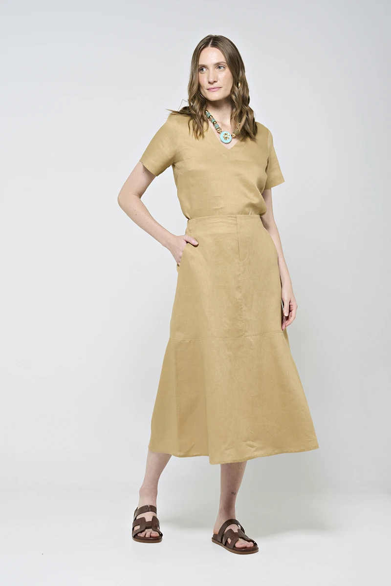 Hidrogênio - MIDI SKIRT WITH LINEN GANGURU RING - 20447580 Hidrogênio - MIDI SKIRT WITH LINEN GANGURU RING - 20447580