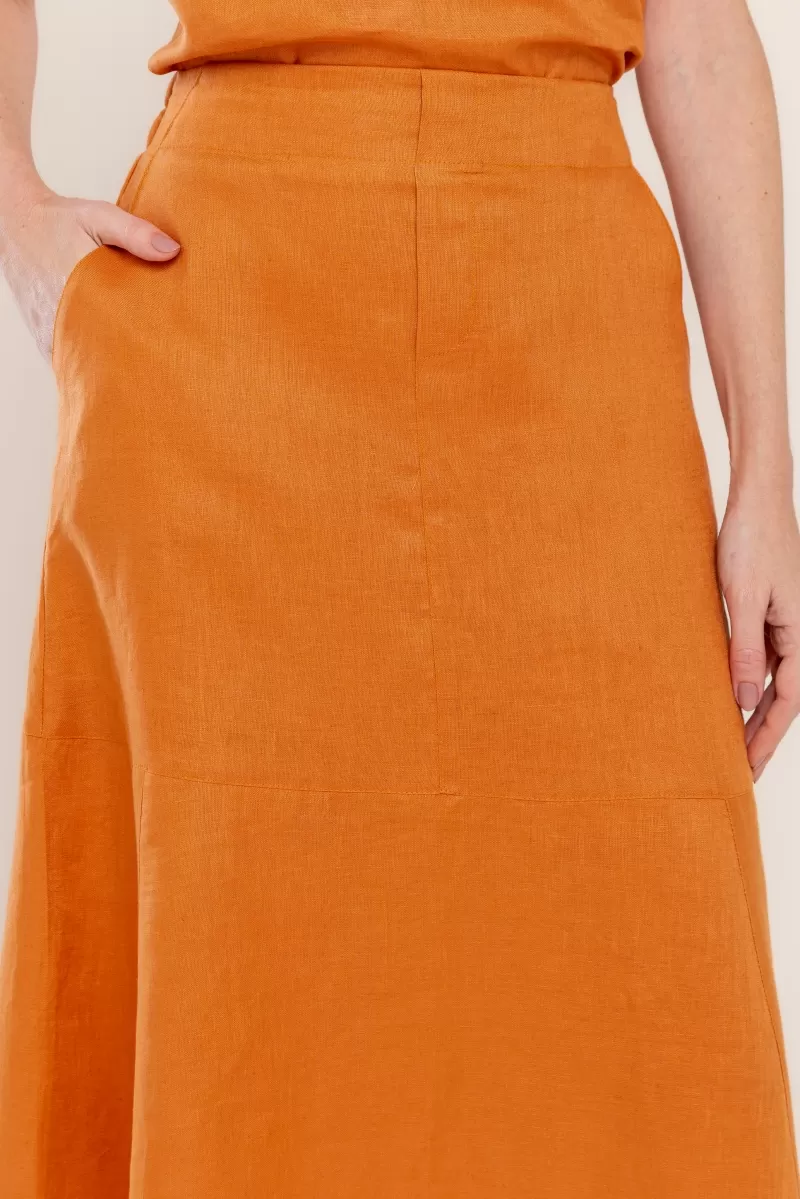 Hidrogênio - GUARANA LINEN MIDI SKIRT WITH WHITE RING - 20447573 Hidrogênio - GUARANA LINEN MIDI SKIRT WITH WHITE RING - 20447573