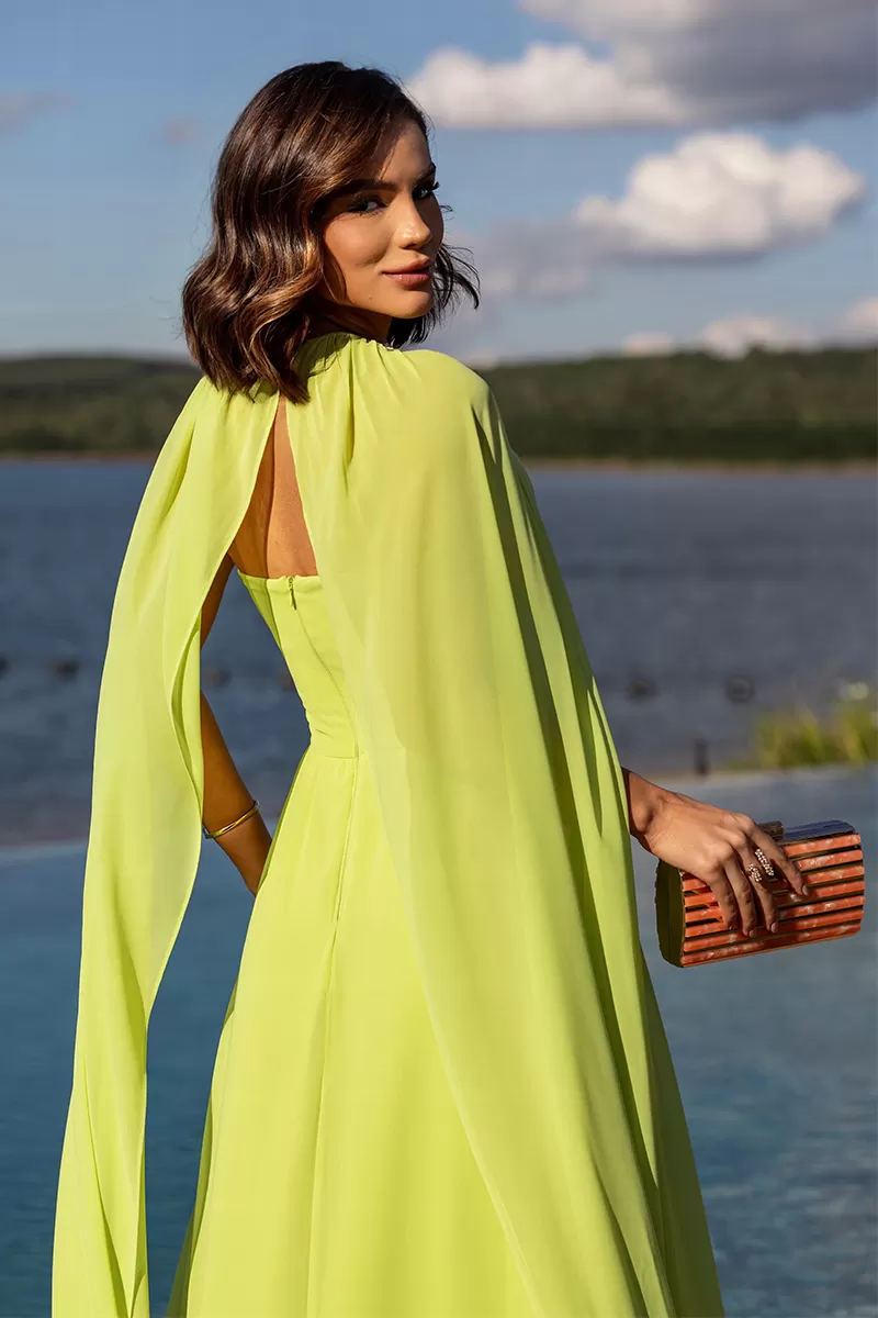 Dot Clothing - Dress Dot Clothing Athena Longo C/ Cape Lima - 2806VERDE Dot Clothing - Dress Dot Clothing Athena Longo C/ Cape Lima - 2806VERDE