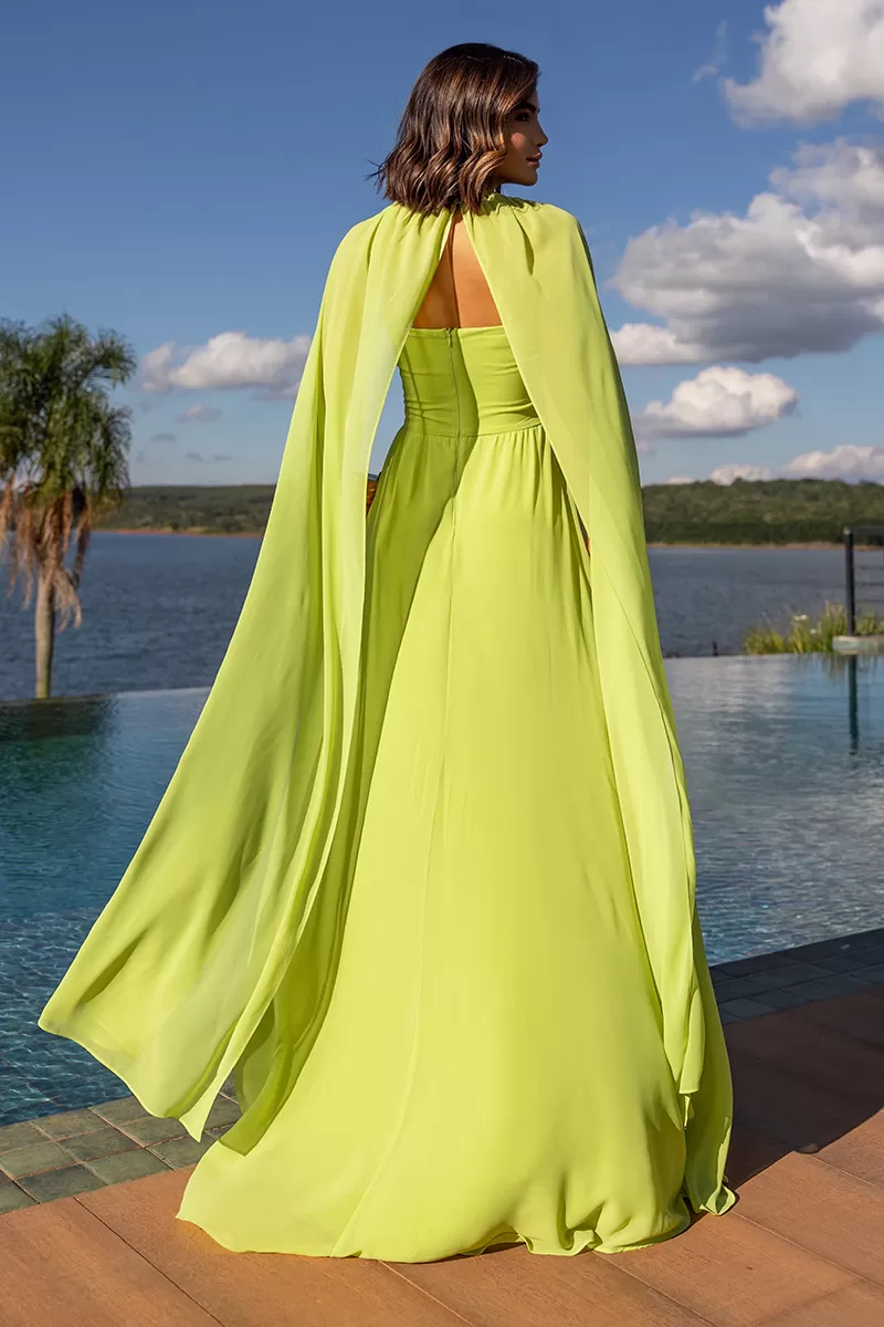 Dot Clothing - Dress Dot Clothing Athena Longo C/ Cape Lima - 2806VERDE Dot Clothing - Dress Dot Clothing Athena Longo C/ Cape Lima - 2806VERDE