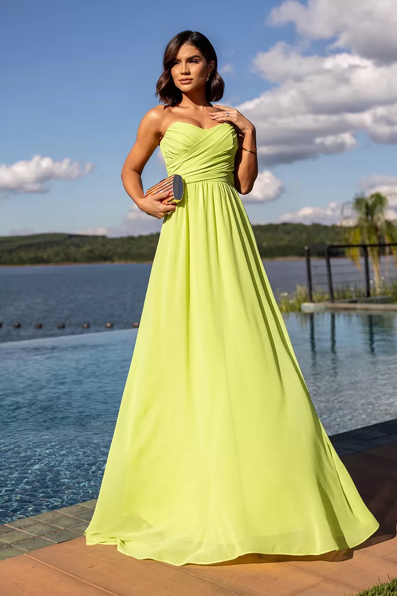 Dot Clothing - Dress Dot Clothing Athena Longo C/ Cape Lima - 2806VERDE Dot Clothing - Dress Dot Clothing Athena Longo C/ Cape Lima - 2806VERDE