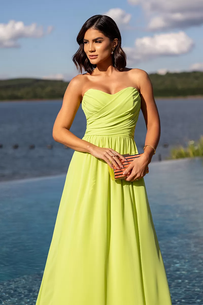 Dot Clothing - Dress Dot Clothing Athena Longo C/ Cape Lima - 2806VERDE Dot Clothing - Dress Dot Clothing Athena Longo C/ Cape Lima - 2806VERDE