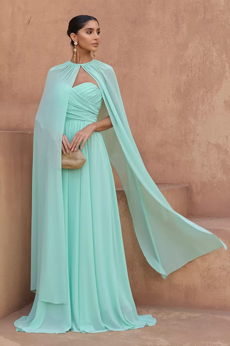 Dot Clothing - Dot Clothing Athena Long Dress with Mint Cap - 2806VERDEMT