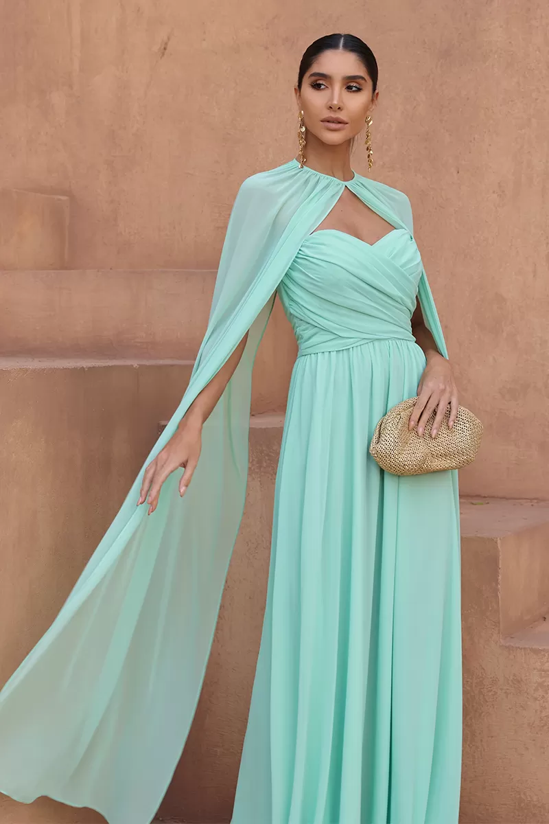 Dot Clothing - Dot Clothing Athena Long Dress with Mint Cap - 2806VERDEMT