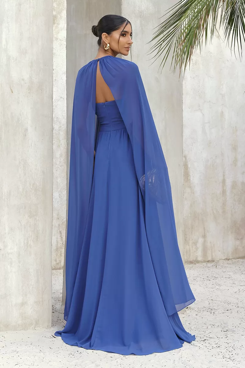 Dot Clothing - Dress Dot Clothing Athena Longo W/ Blue Cape - 2806AZUL
