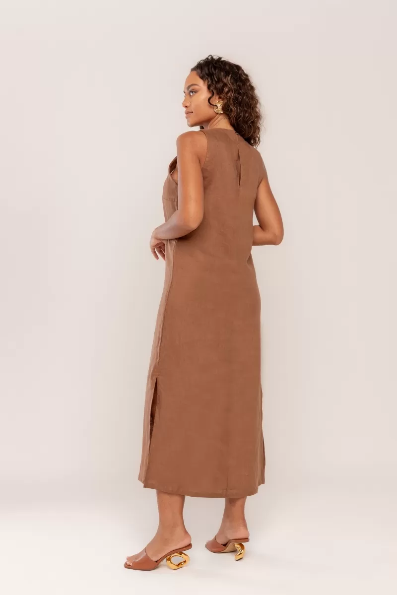 Hidrogênio - BEAR LINEN SLIT MIDI DRESS - 20171585 Hidrogênio - BEAR LINEN SLIT MIDI DRESS - 20171585