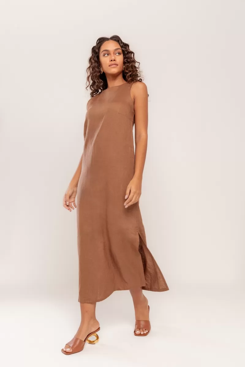 Hidrogênio - BEAR LINEN SLIT MIDI DRESS - 20171585 Hidrogênio - BEAR LINEN SLIT MIDI DRESS - 20171585
