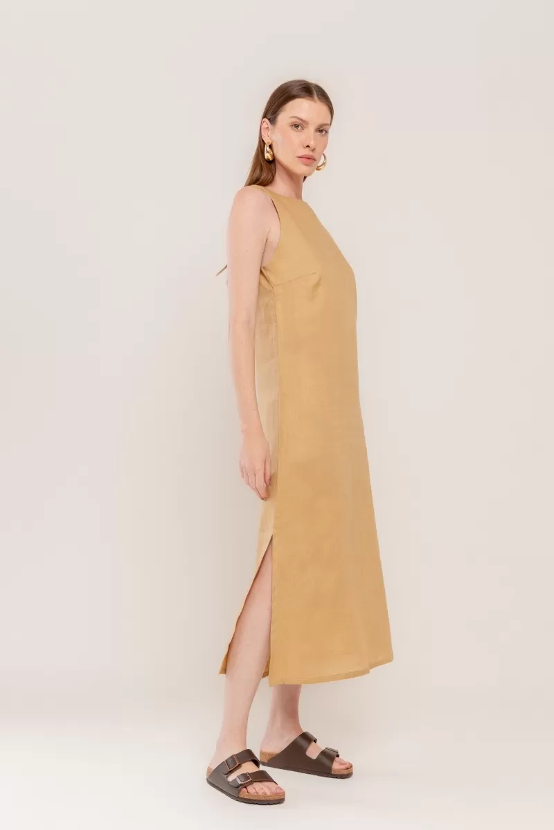 Hidrogênio - KANGAROO LINEN SLIT MIDI DRESS - 20171580 Hidrogênio - KANGAROO LINEN SLIT MIDI DRESS - 20171580