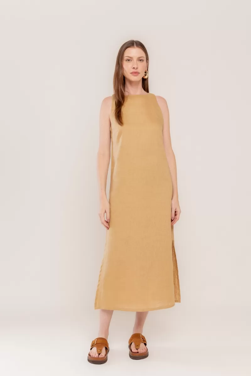 Hidrogênio - KANGAROO LINEN SLIT MIDI DRESS - 20171580 Hidrogênio - KANGAROO LINEN SLIT MIDI DRESS - 20171580