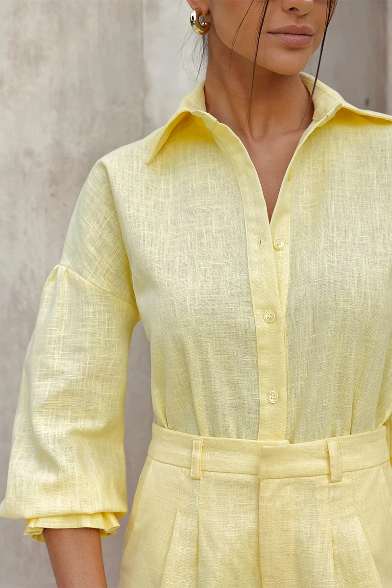 Dot Clothing - Dot Clothing Penelope Yellow Linen Shirt - 2811AMAR