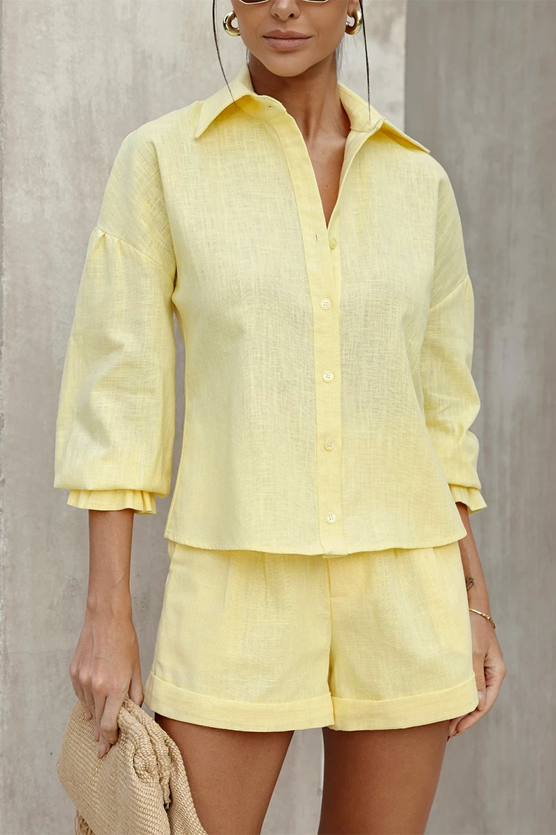 Dot Clothing - Dot Clothing Penelope Yellow Linen Shirt - 2811AMAR