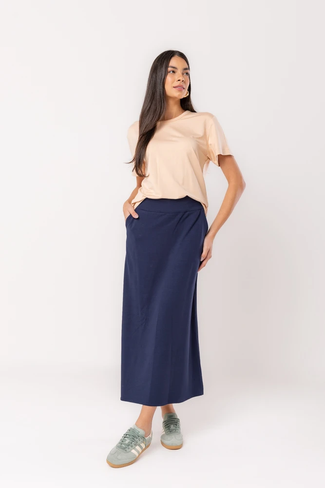 Hidrogênio - LONG SKIRT WITH POCKETS NAVY - 20533004 Hidrogênio - LONG SKIRT WITH POCKETS NAVY - 20533004