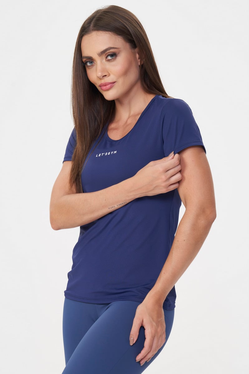 Lets Gym - Navy Blue Basic M/C Shirt - 2430AZM