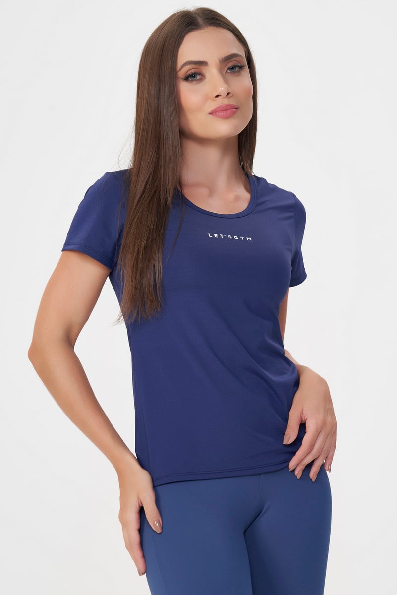 Lets Gym - Navy Blue Basic M/C Shirt - 2430AZM
