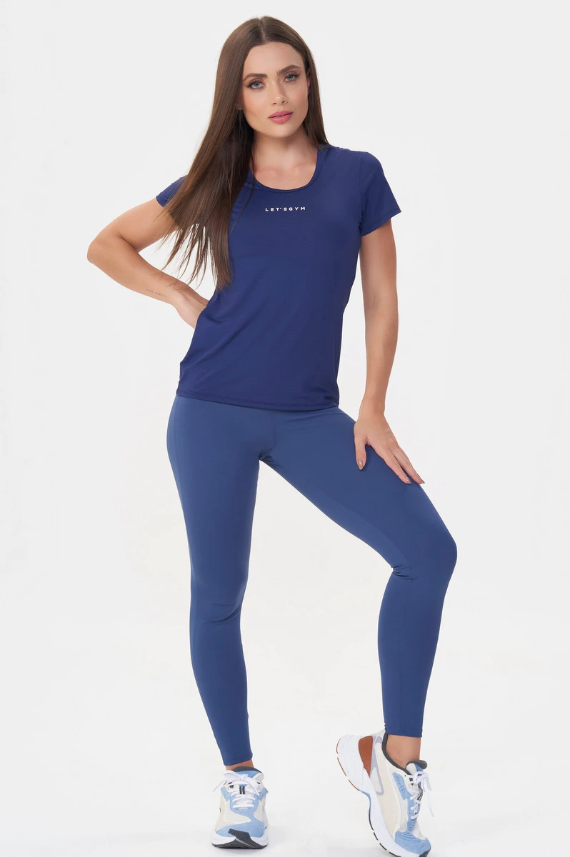 Lets Gym - Navy Blue Basic M/C Shirt - 2430AZM