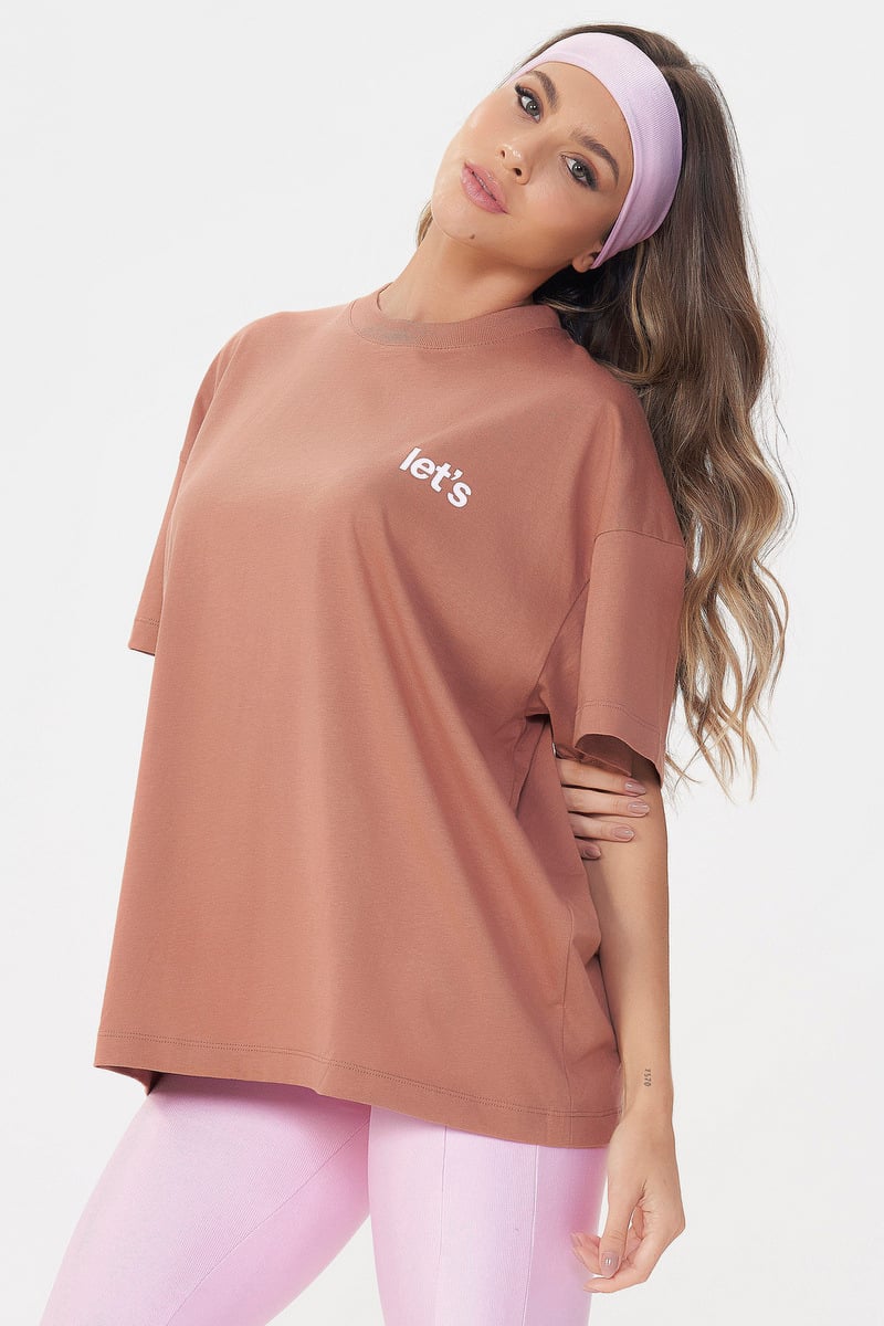 Lets Gym - Oversized T-Shirt Only Limit Mocha Mousse - 2693MM